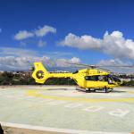 L'arrivo dell'elicottero al Policlinico