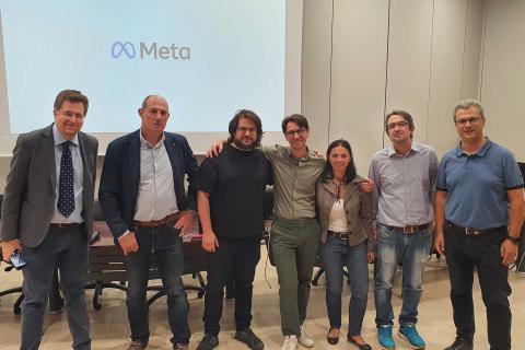 In foto da sinistra Giuseppe Nicosia, Giovanni Muscato, Andrea Tullis, Aurelio De Rosa, Maide Bucolo, Mattia Frasca e Orazio Tomarchio